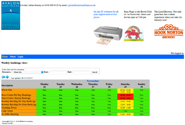 Screen shot of the Avalon WebDiary